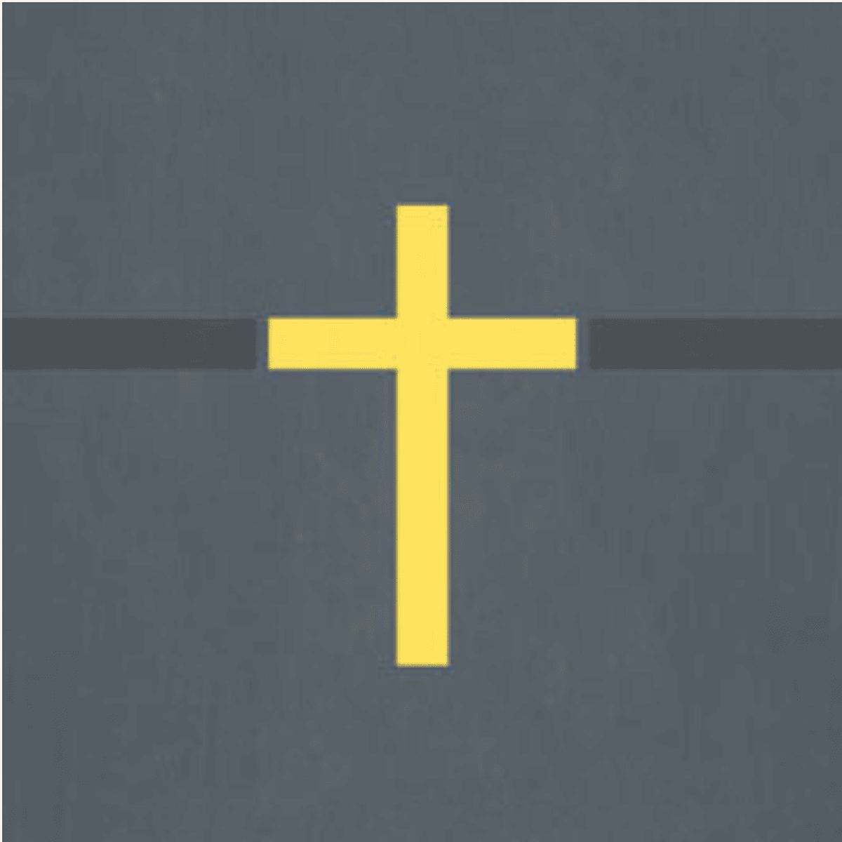 A golden cross on a gray background